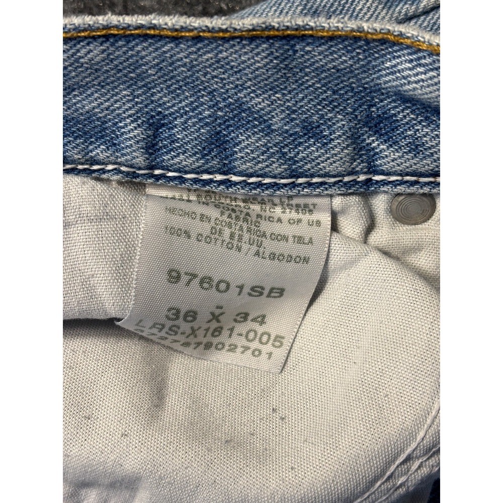 Wrangler Straight Jeans Mens 36x34 Blue Denim Low Waist High Rise Medium Wash - Picture 6 of 10